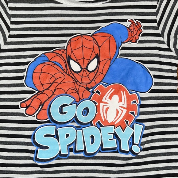 Spider-Man short sleeve T-shirt 3T navy and white stripe - Picture 2 of 4